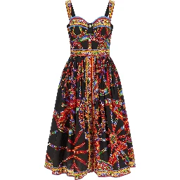 Multicolor Cotton Midi Dress