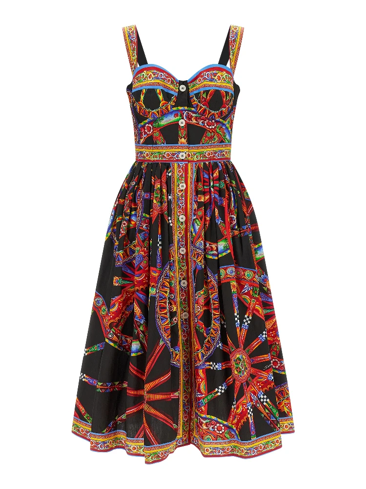 Multicolor Cotton Midi Dress