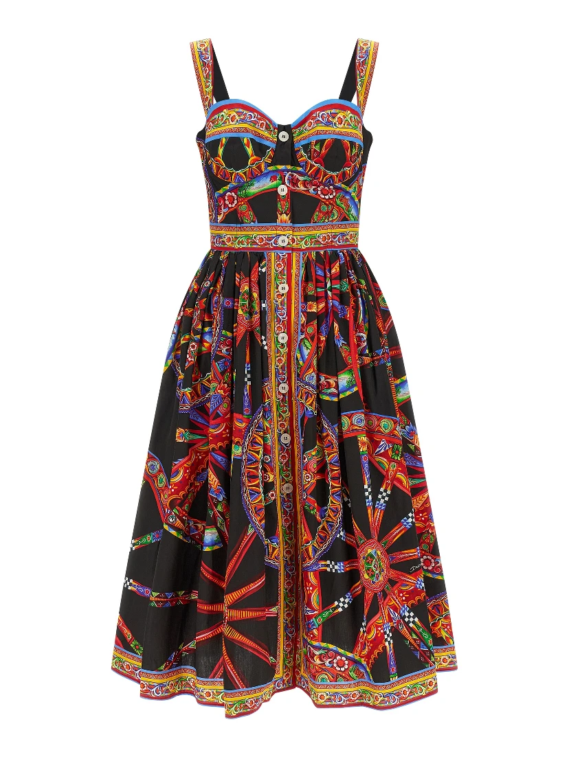 Multicolor Cotton Midi Dress