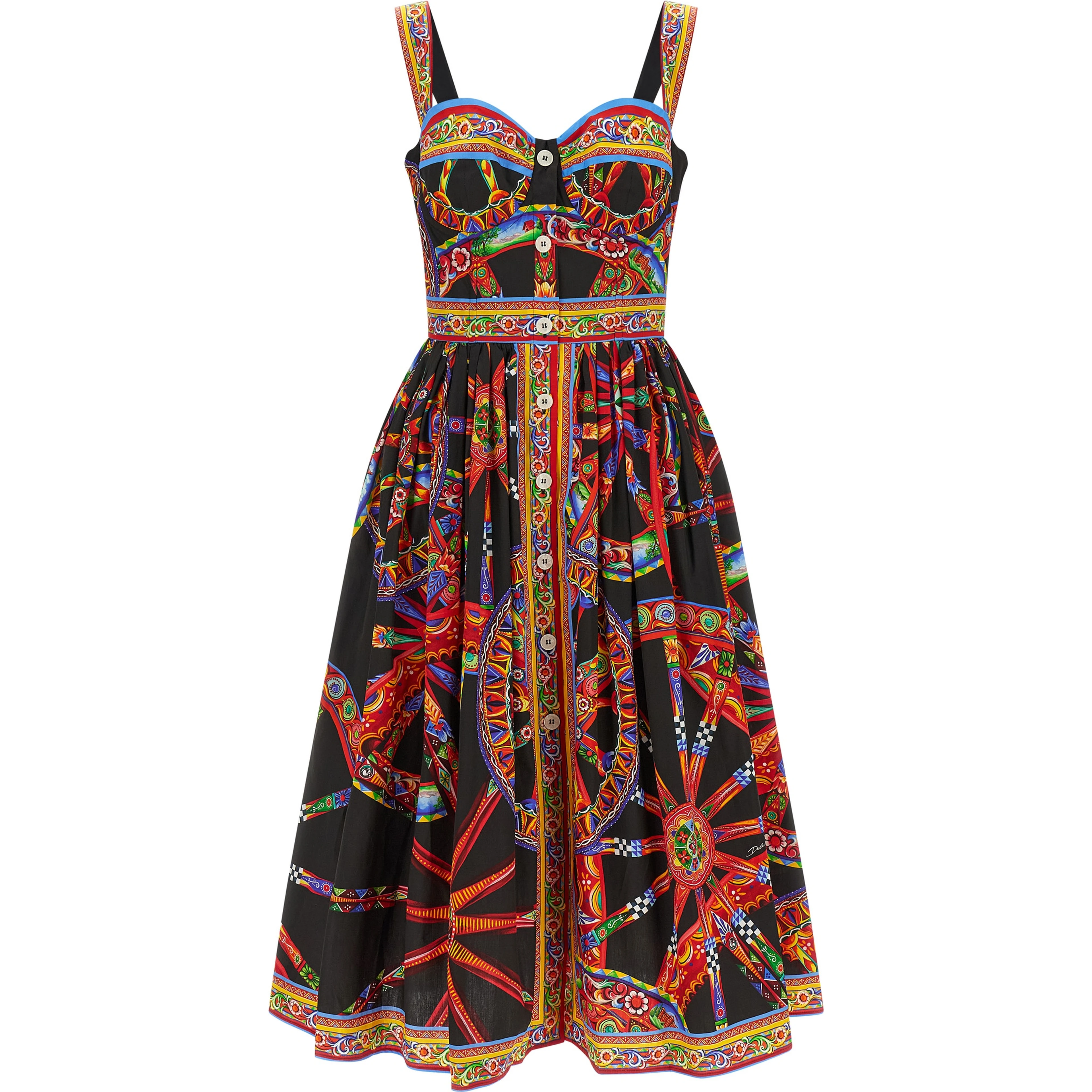 Multicolor Cotton Midi Dress