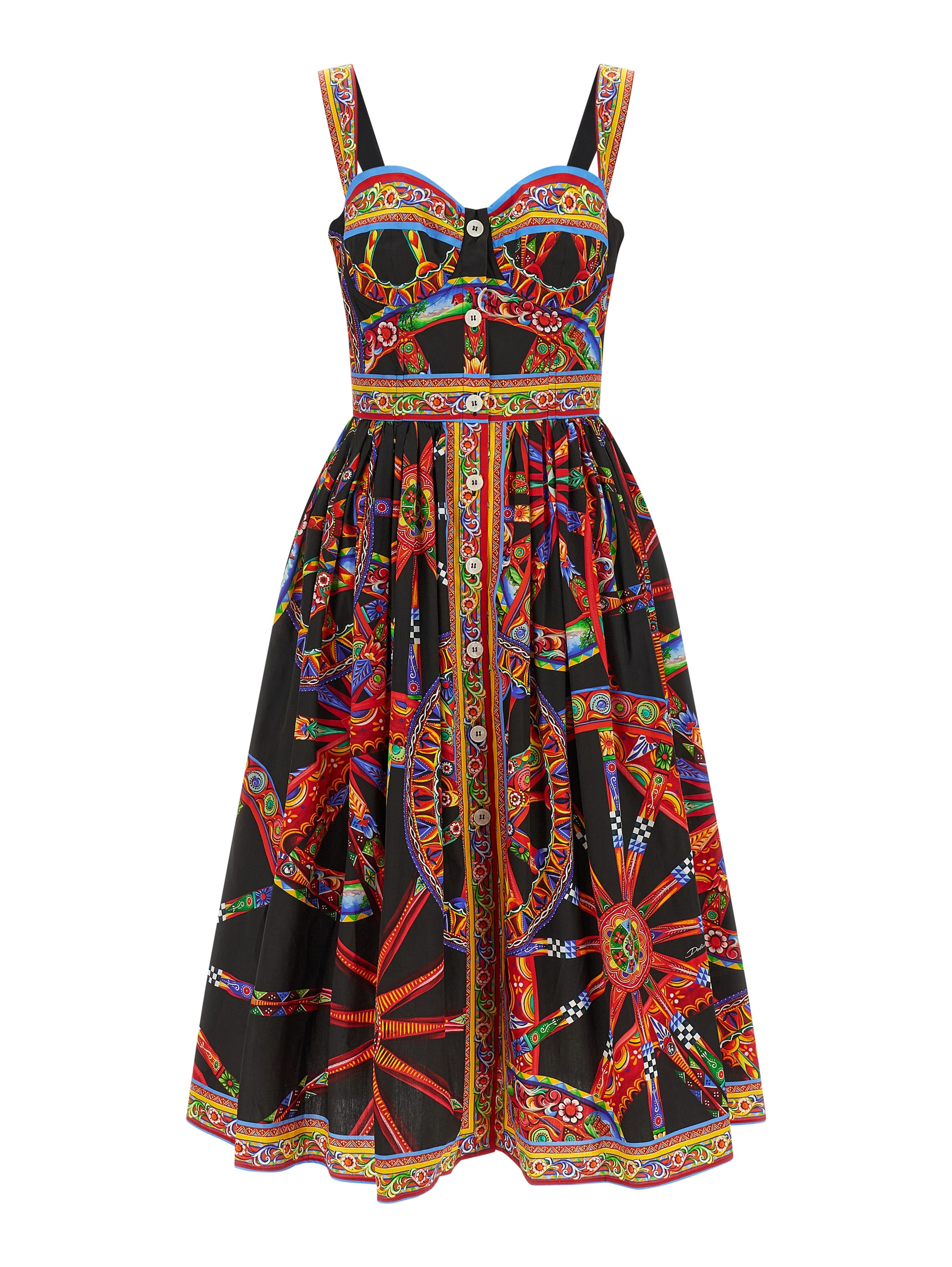 Multicolor Cotton Midi Dress