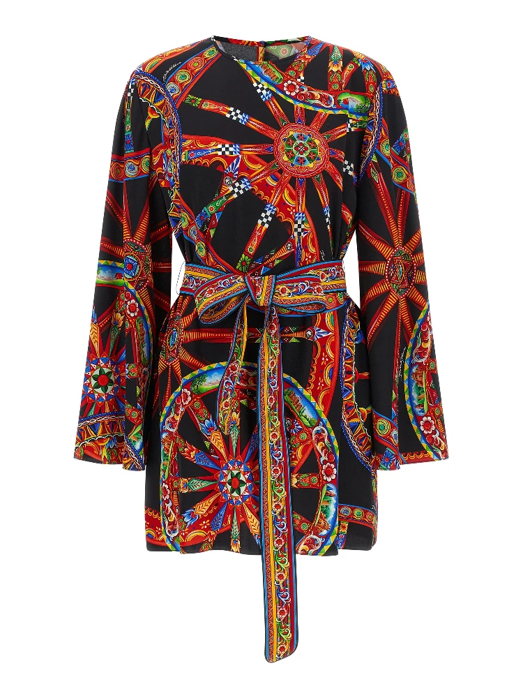 Multicolor Silk Short Dress
