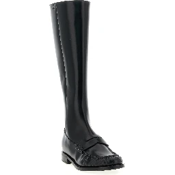 Black Calfskin Over The Knee