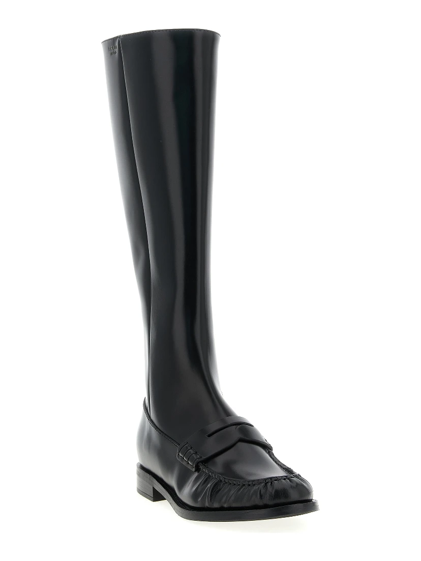 Black Calfskin Over The Knee