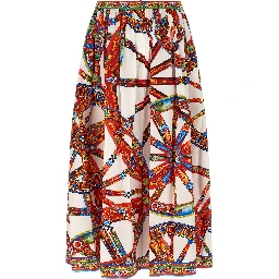 Multicolor Cotton Midi Skirt