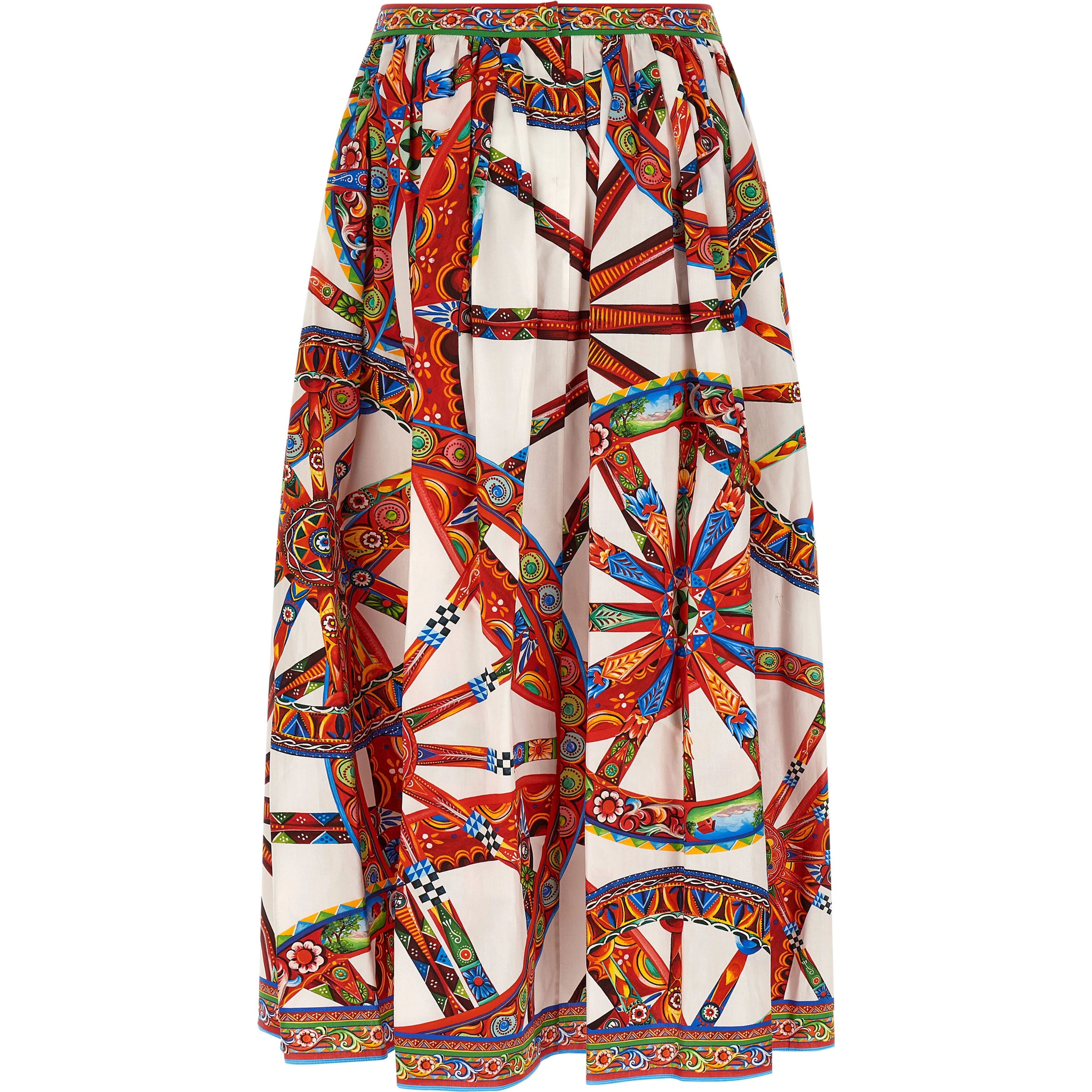 Multicolor Cotton Midi Skirt