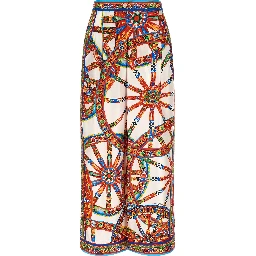 Multicolor Silk Casual Pants