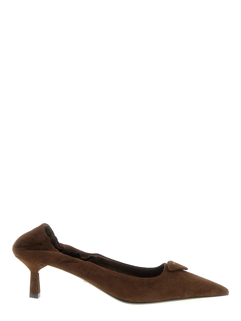 Brown Lamb Leather Mid Heel Pumps