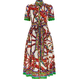Multicolor Cotton Midi Dress