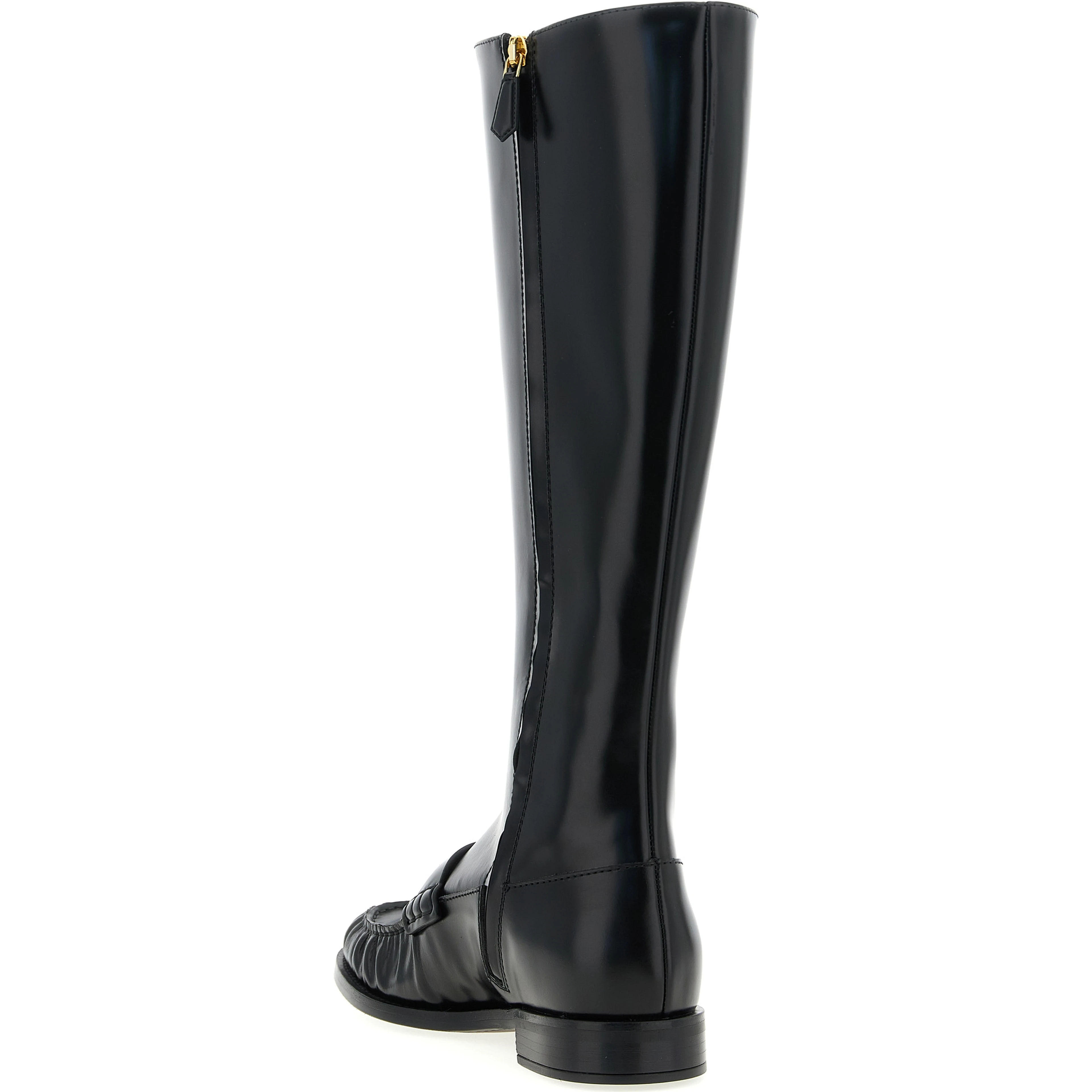 Black Calfskin Over The Knee