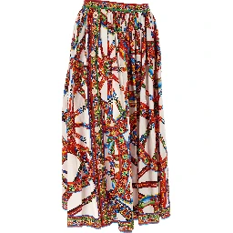 Multicolor Cotton Midi Skirt