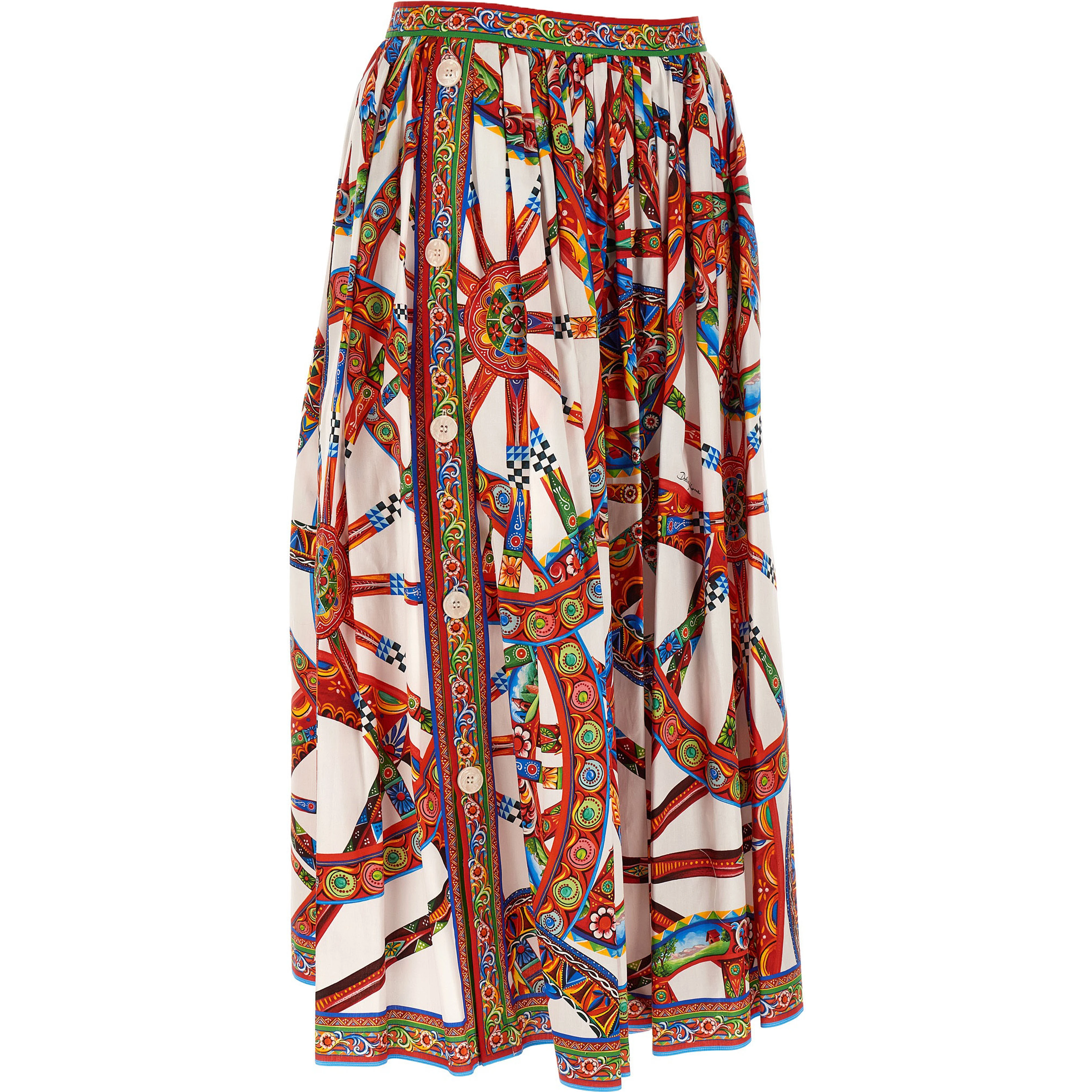 Multicolor Cotton Midi Skirt