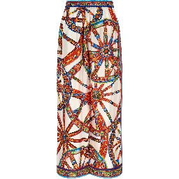 Multicolor Silk Casual Pants