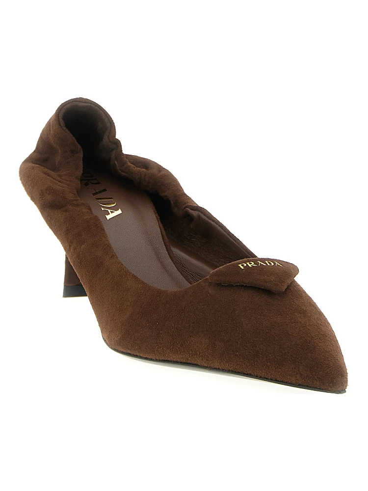 Brown Lamb Leather Mid Heel Pumps alternative