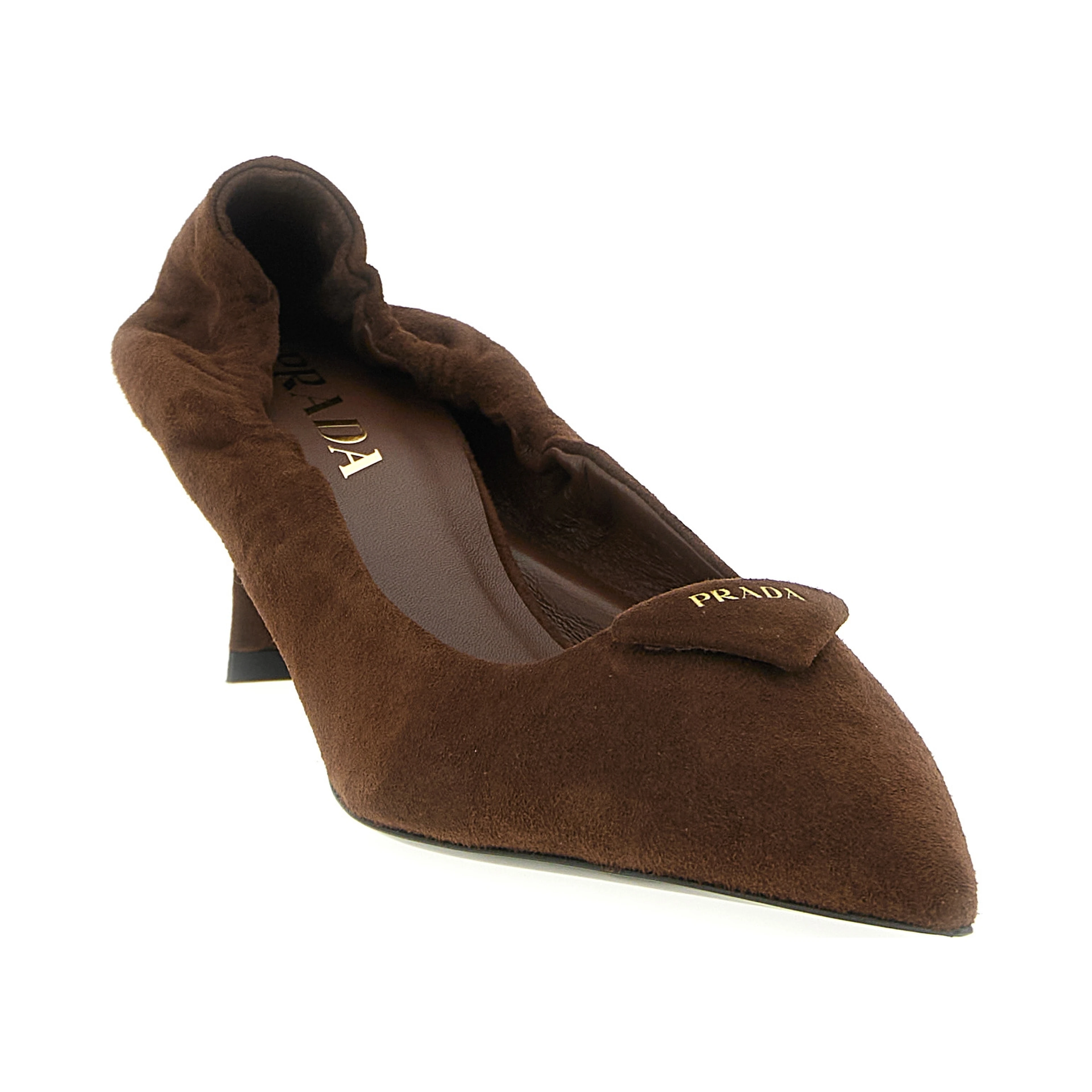 Brown Lamb Leather Mid Heel Pumps