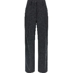 Gray Virgin Wool Casual Pants