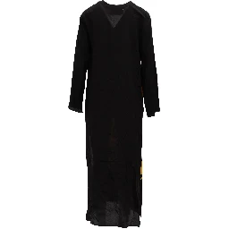 Dragon Embroidery Gown Dress in Black and Yellow