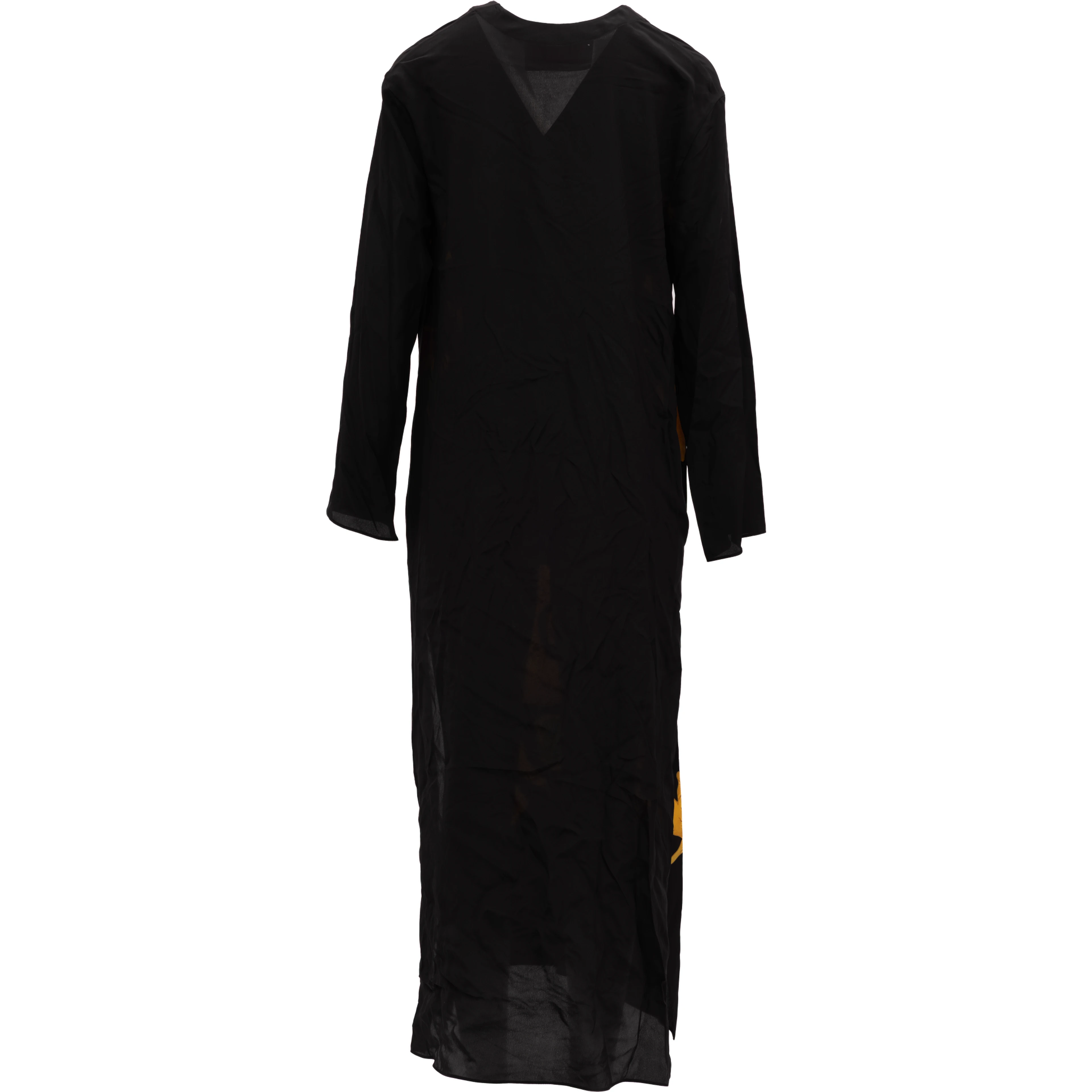Dragon Embroidery Gown Dress in Black and Yellow