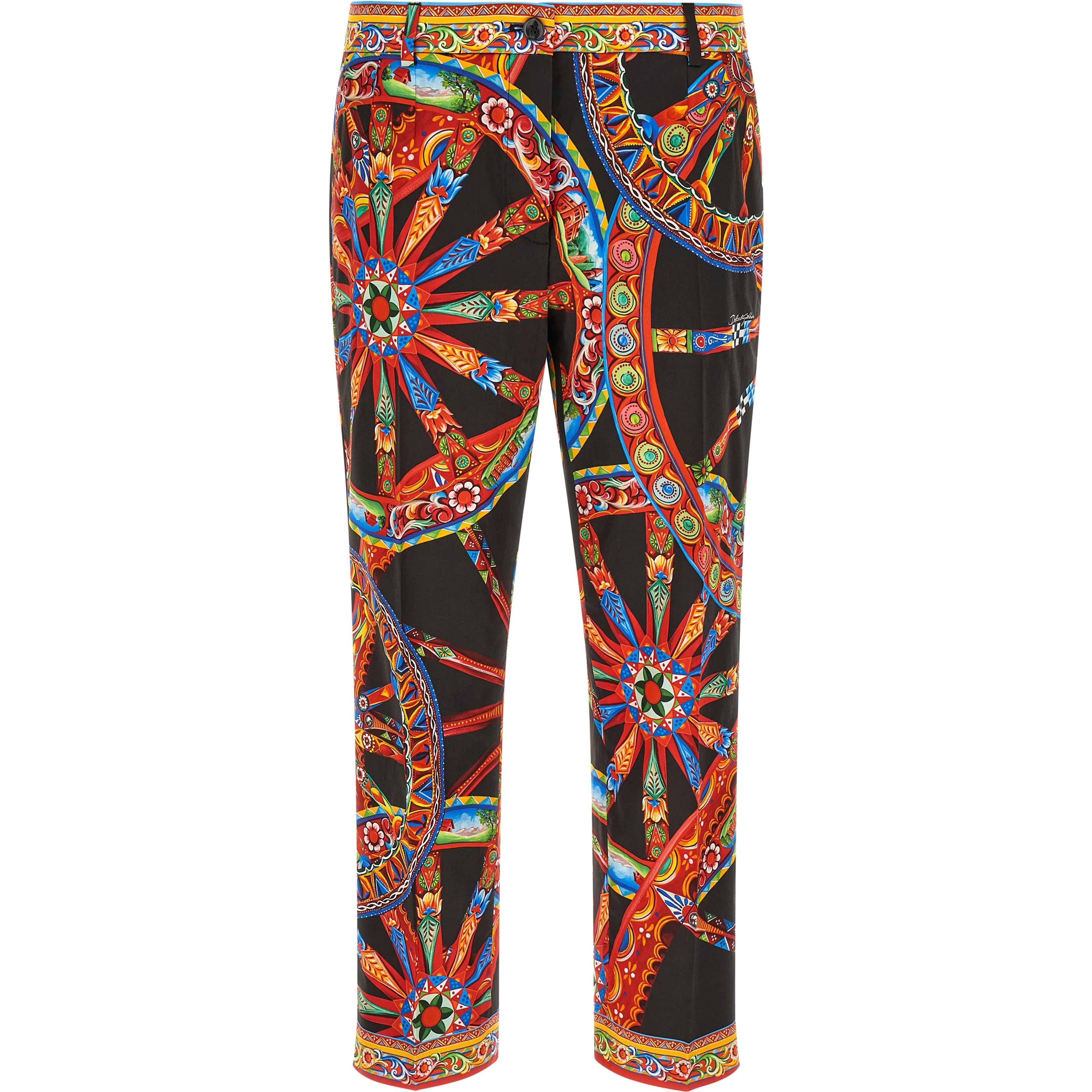 Multicolor Cotton Casual Pants