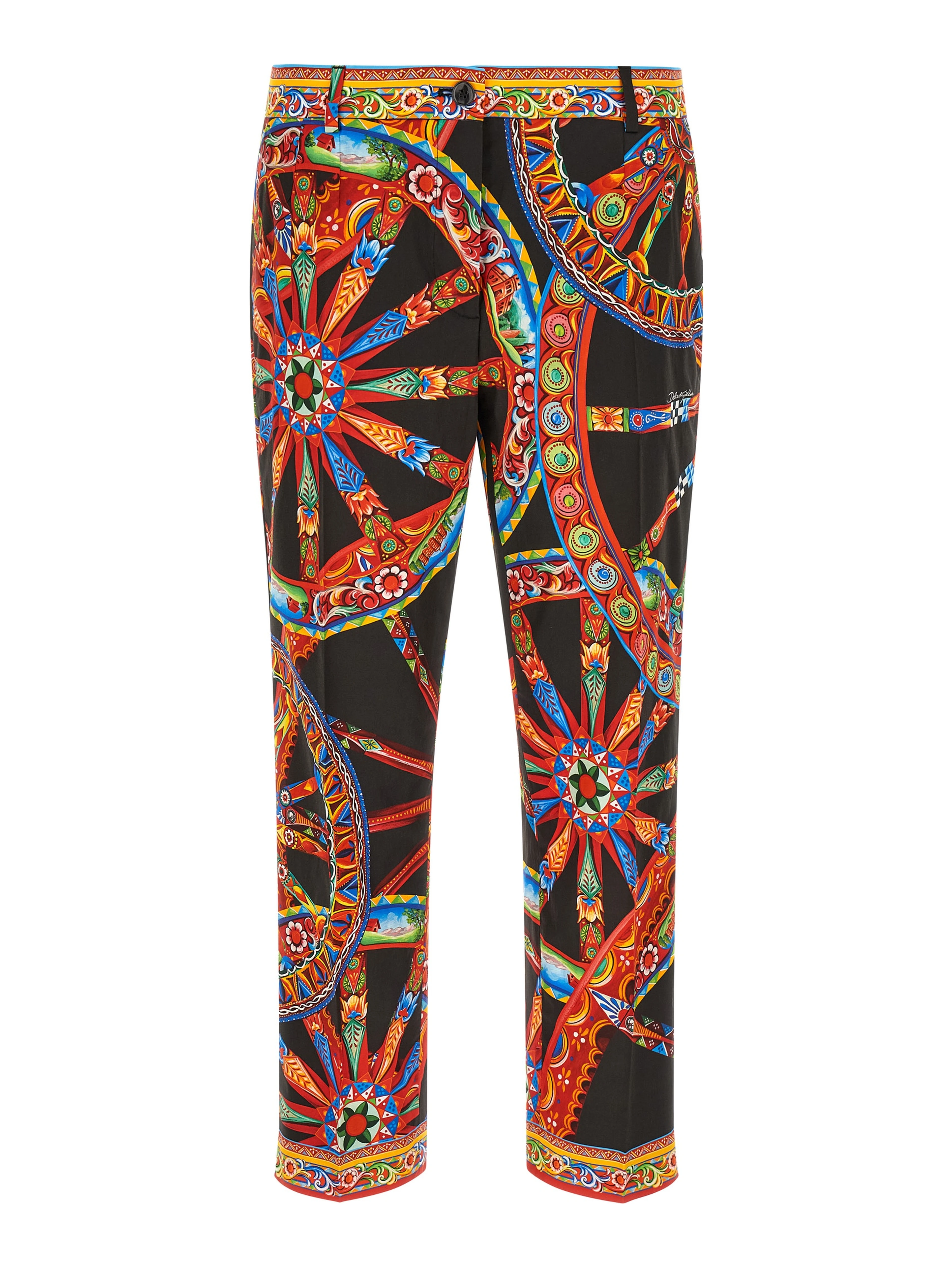Multicolor Cotton Casual Pants
