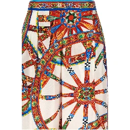 Multicolor Silk Casual Pants