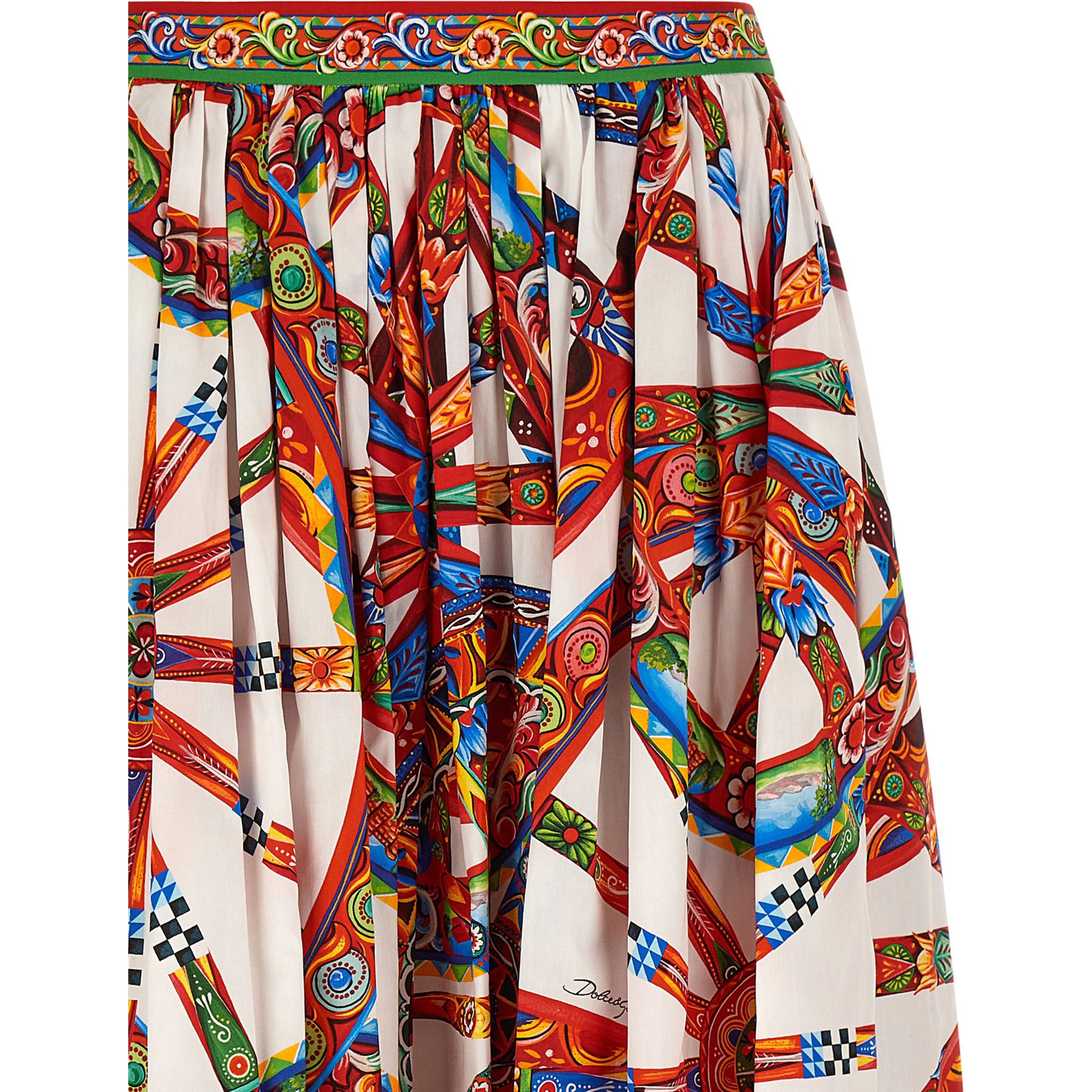 Multicolor Cotton Midi Skirt