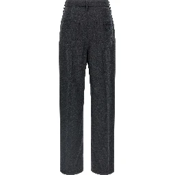 Gray Virgin Wool Casual Pants