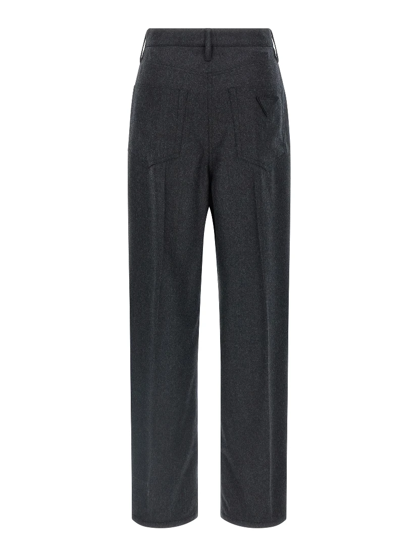 Gray Virgin Wool Casual Pants