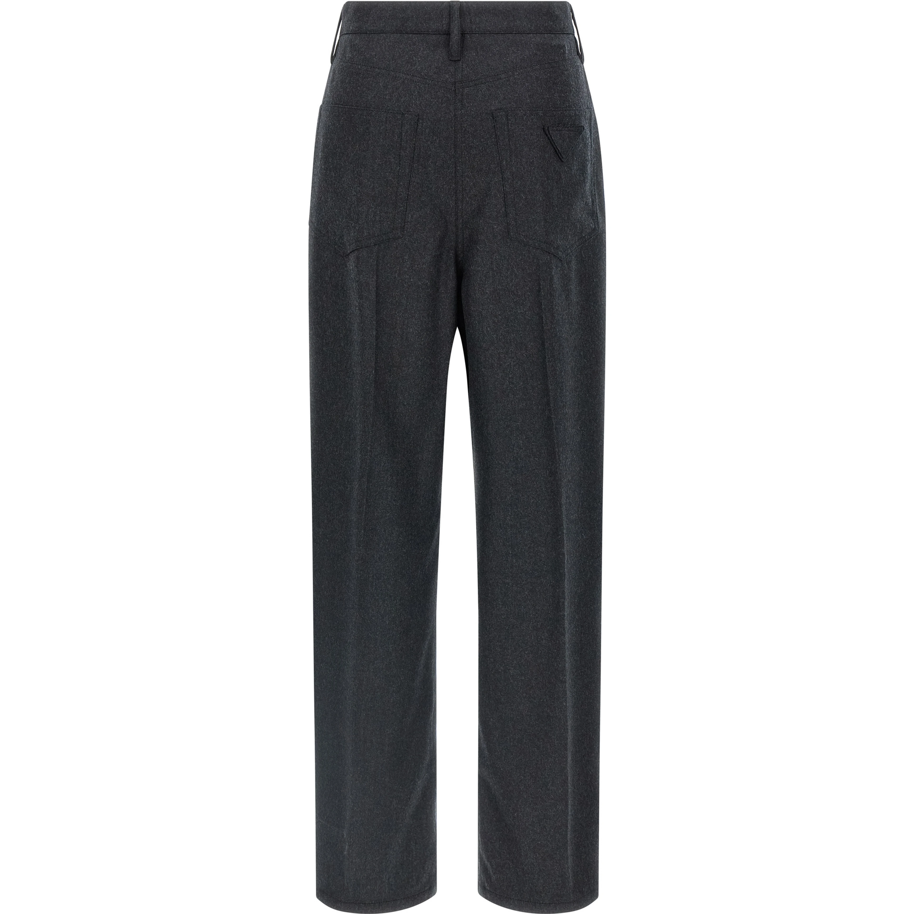 Gray Virgin Wool Casual Pants