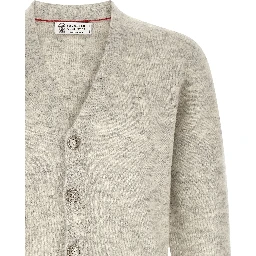 Gray Alpaca Leather Cardigan