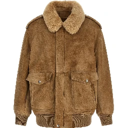 Beige Lamb Leather Bomber