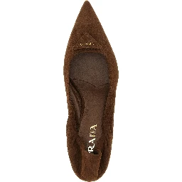 Brown Lamb Leather Mid Heel Pumps