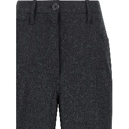 Gray Virgin Wool Casual Pants
