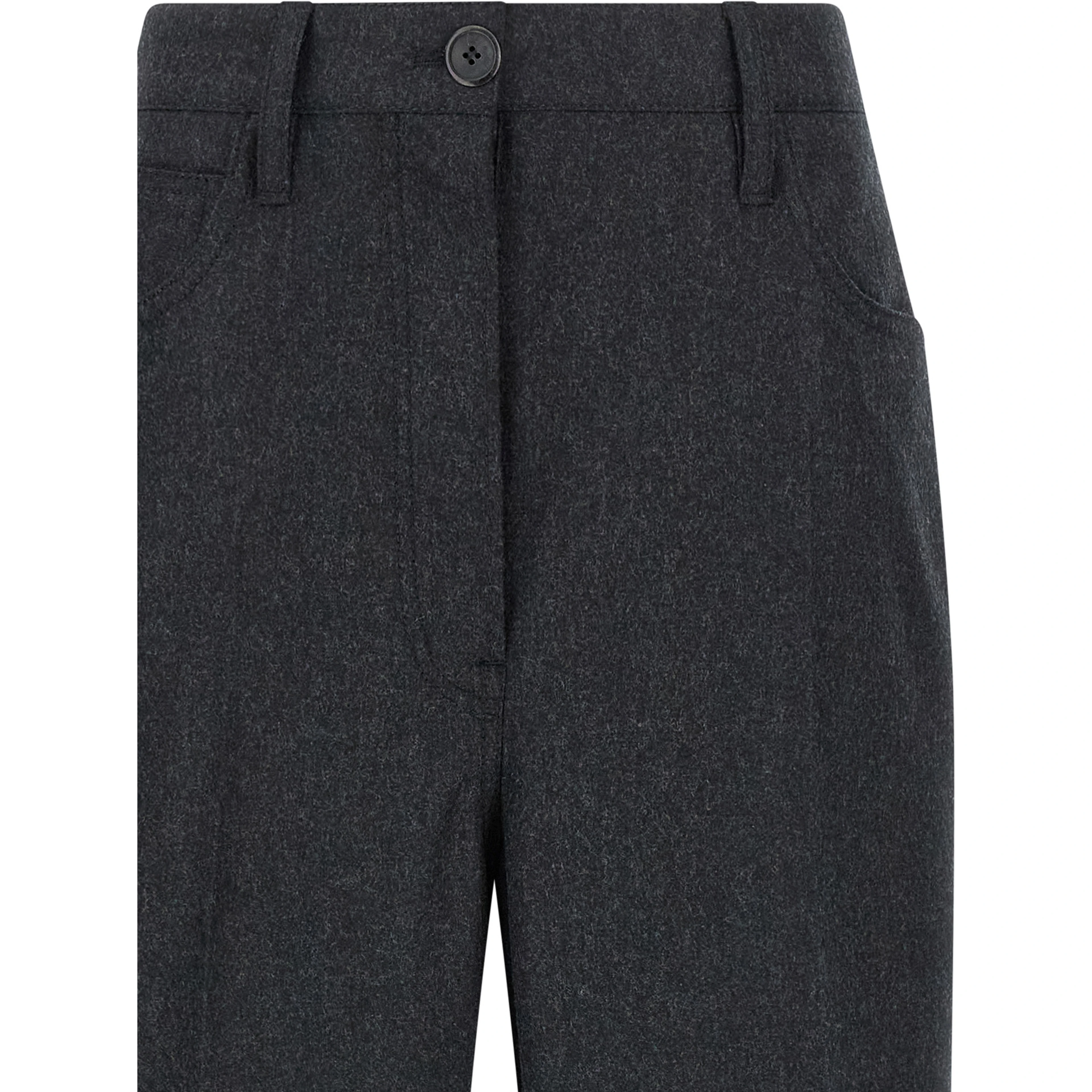 Gray Virgin Wool Casual Pants