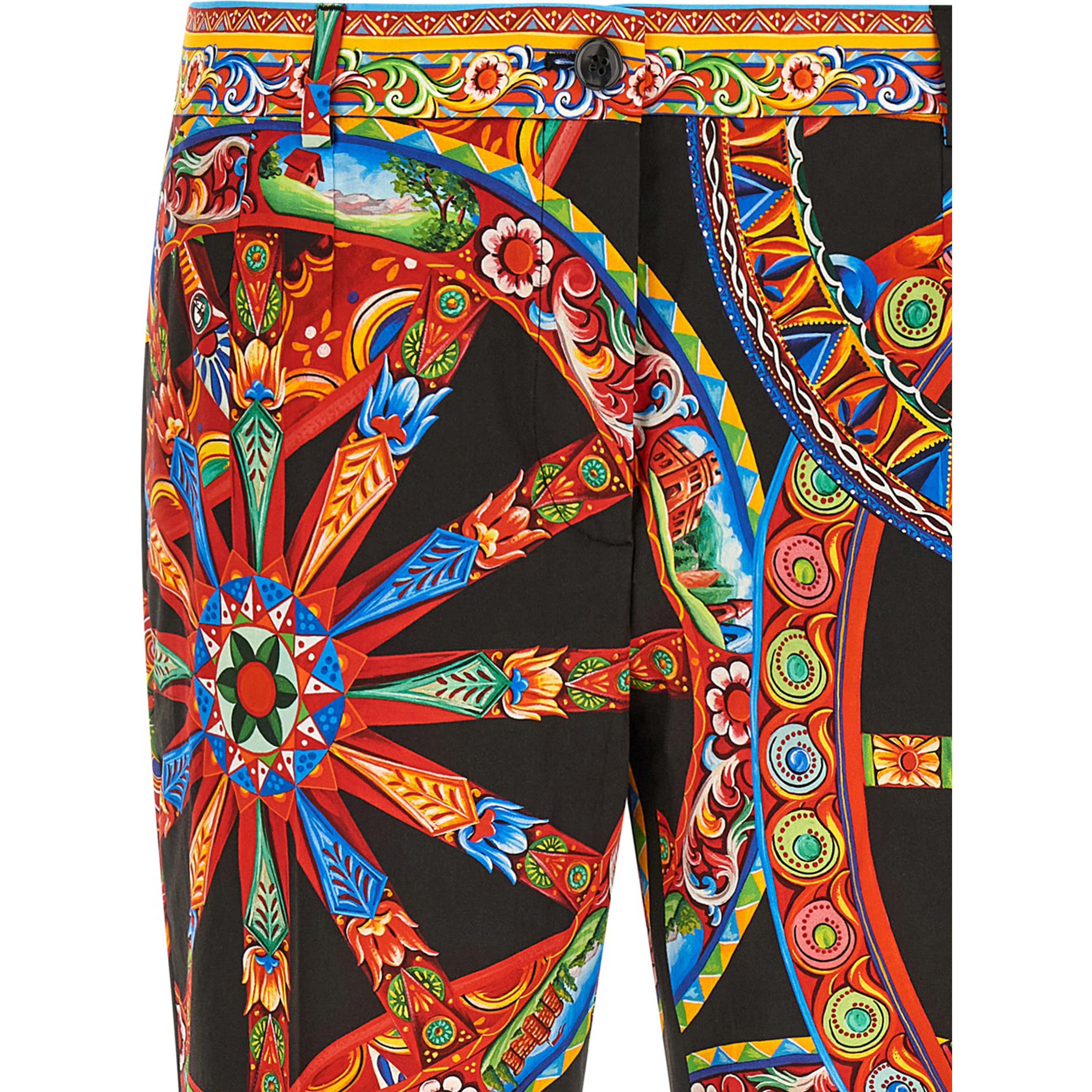 Multicolor Cotton Casual Pants