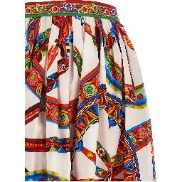 Multicolor Cotton Midi Skirt