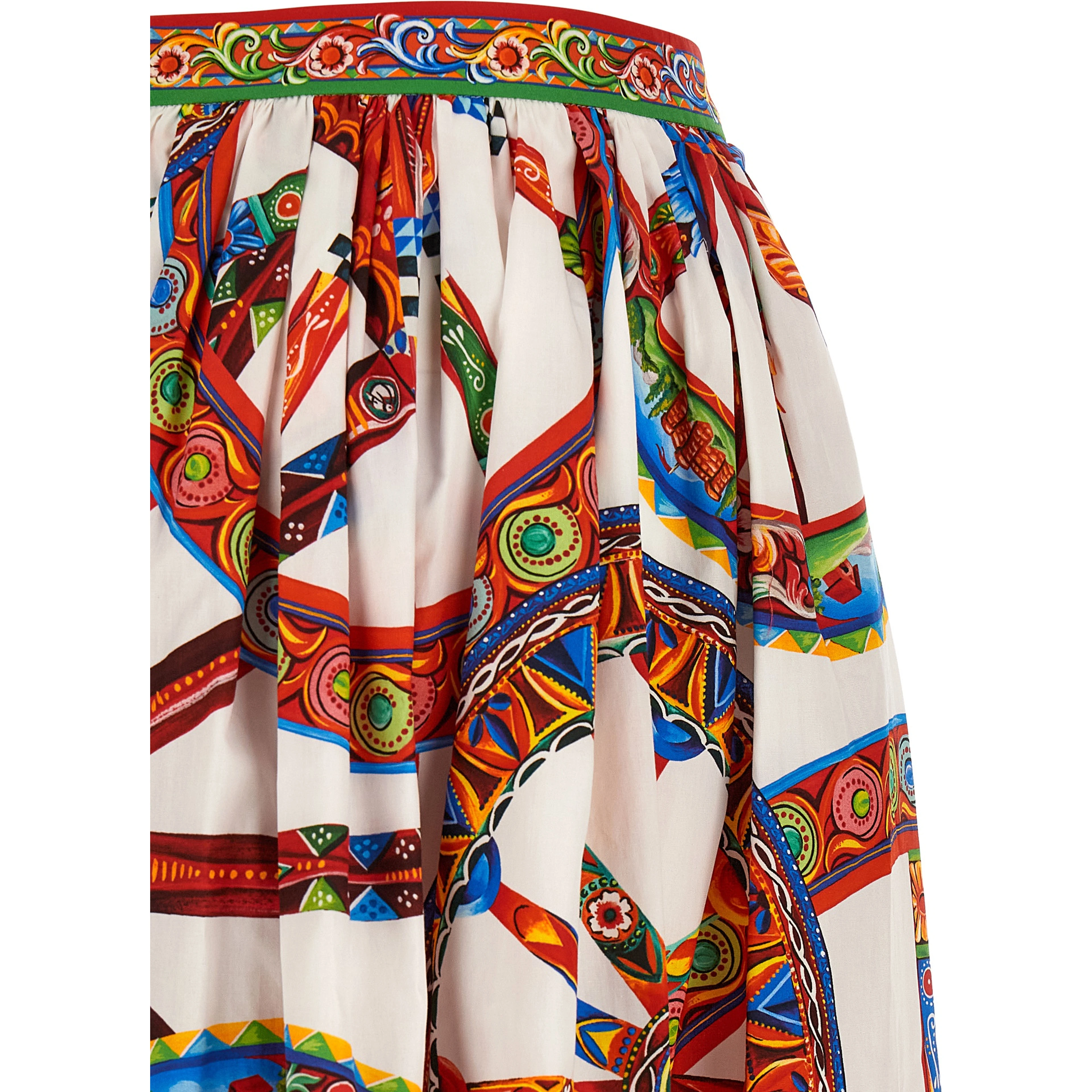 Multicolor Cotton Midi Skirt