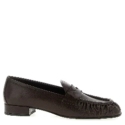 Brown Buffalo Leather Slip-On Loafers