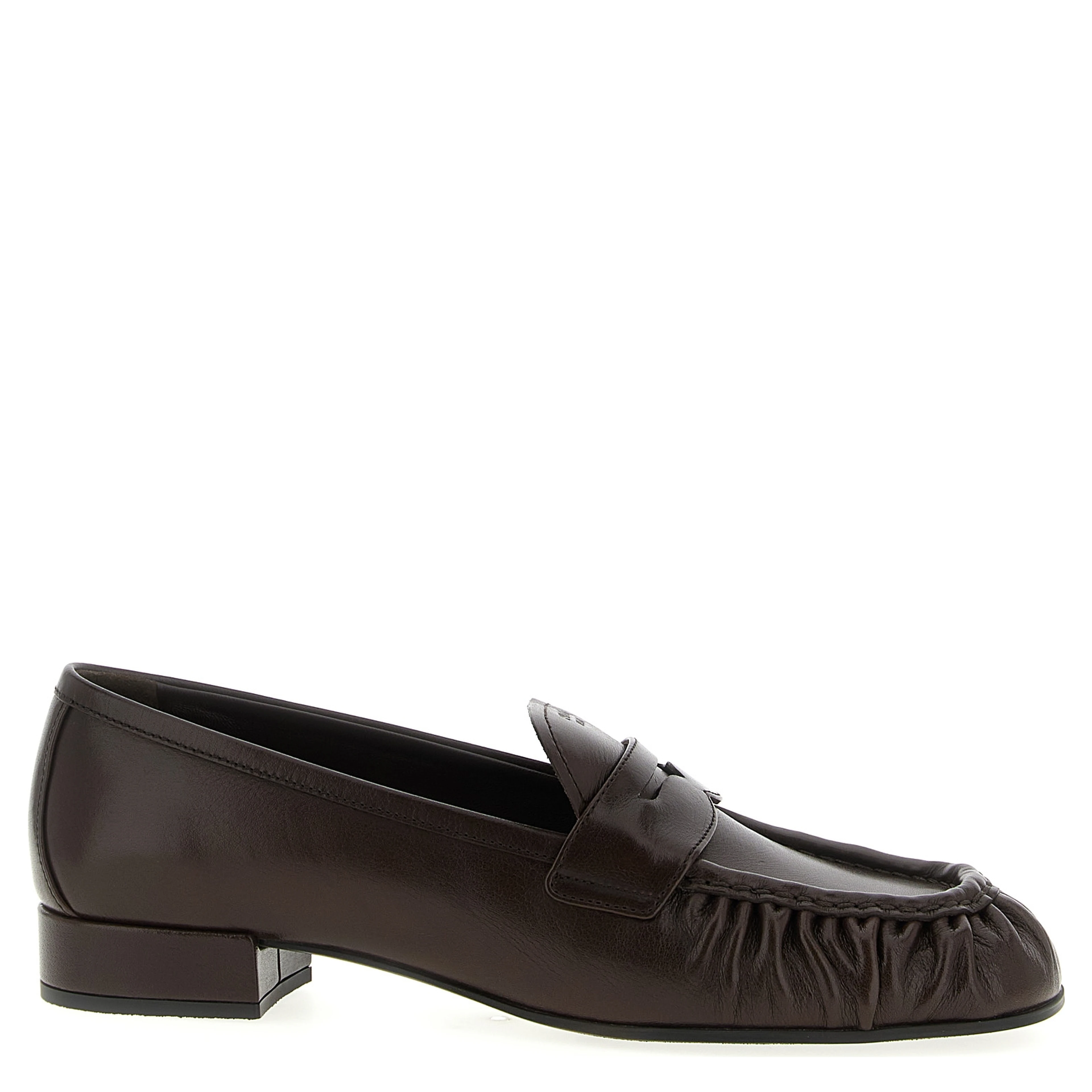 Brown Buffalo Leather Slip-On Loafers