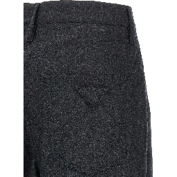 Gray Virgin Wool Casual Pants