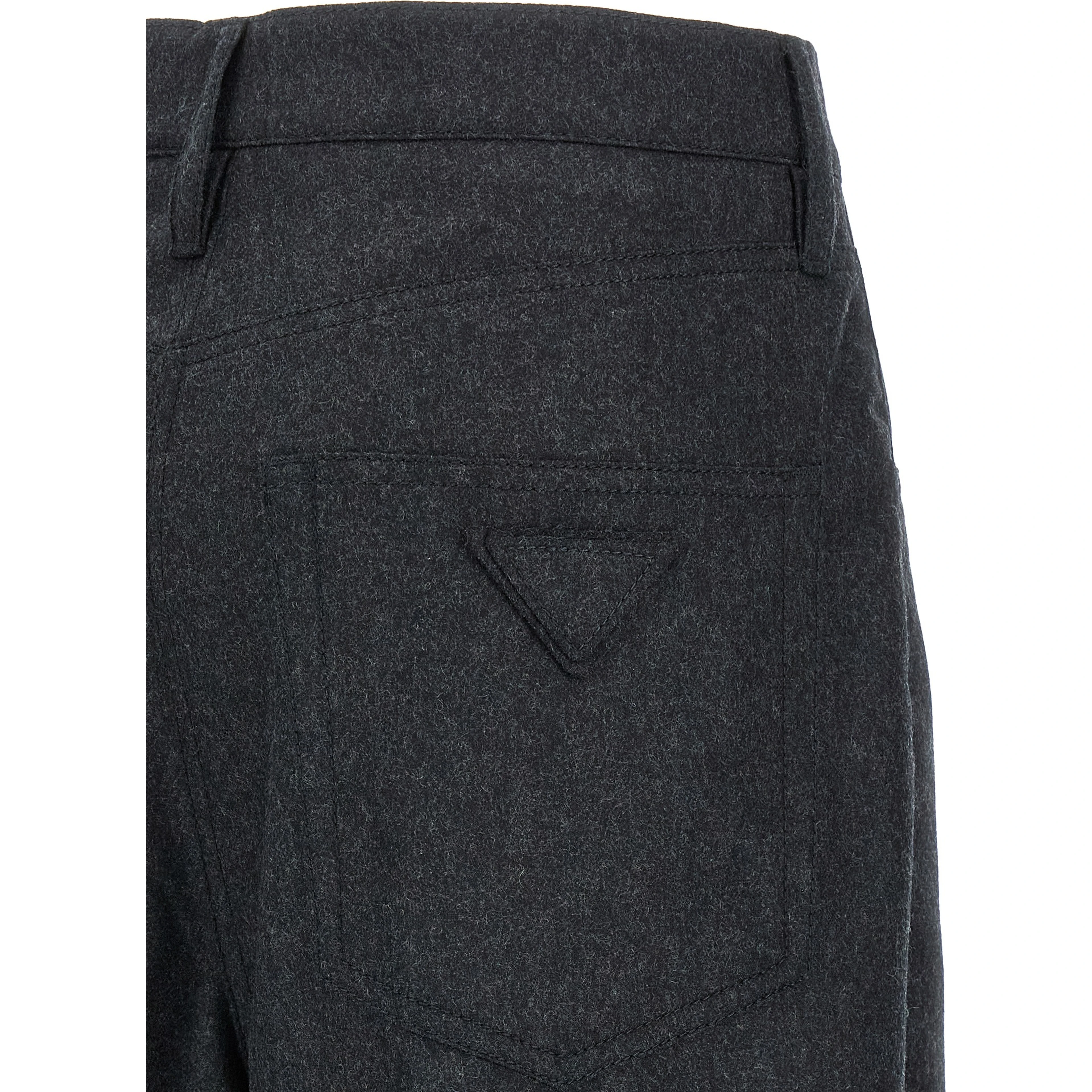 Gray Virgin Wool Casual Pants