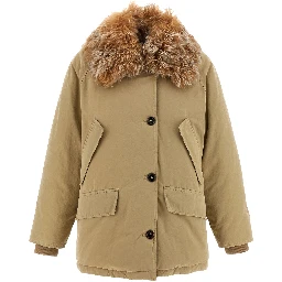 Beige Cotton Full-Length Jacket