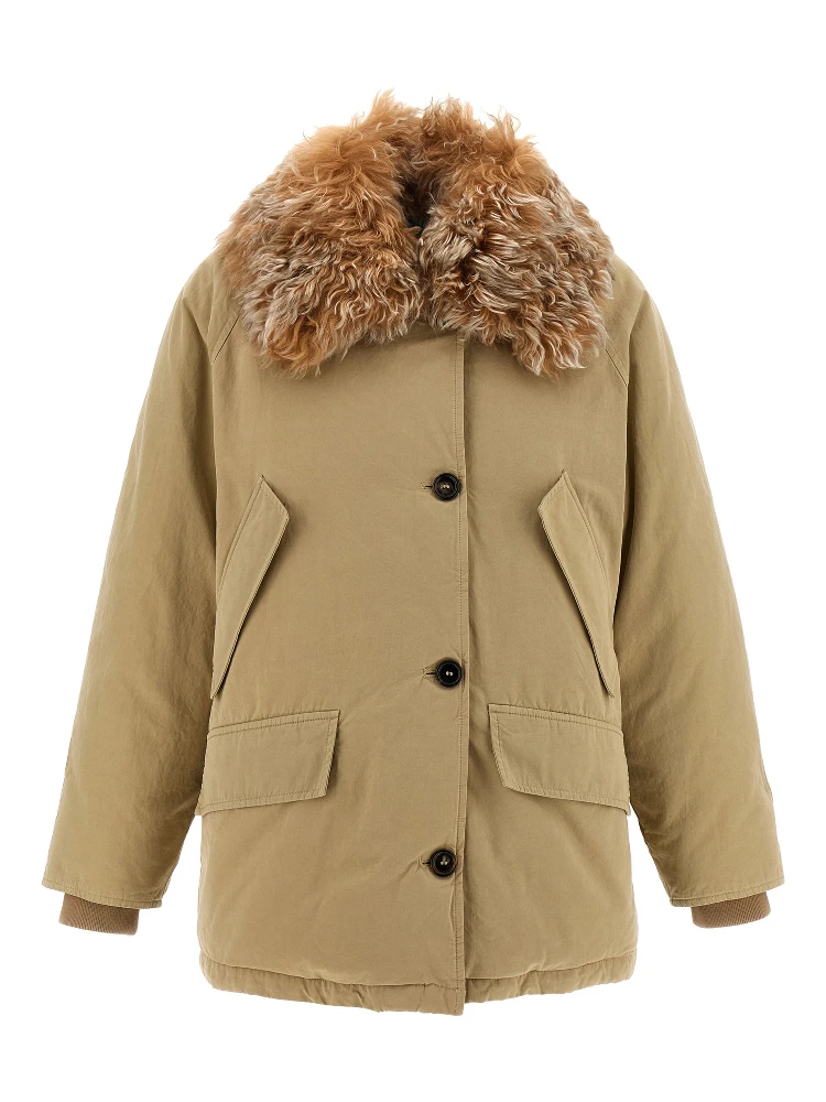 Beige Cotton Full-Length Jacket