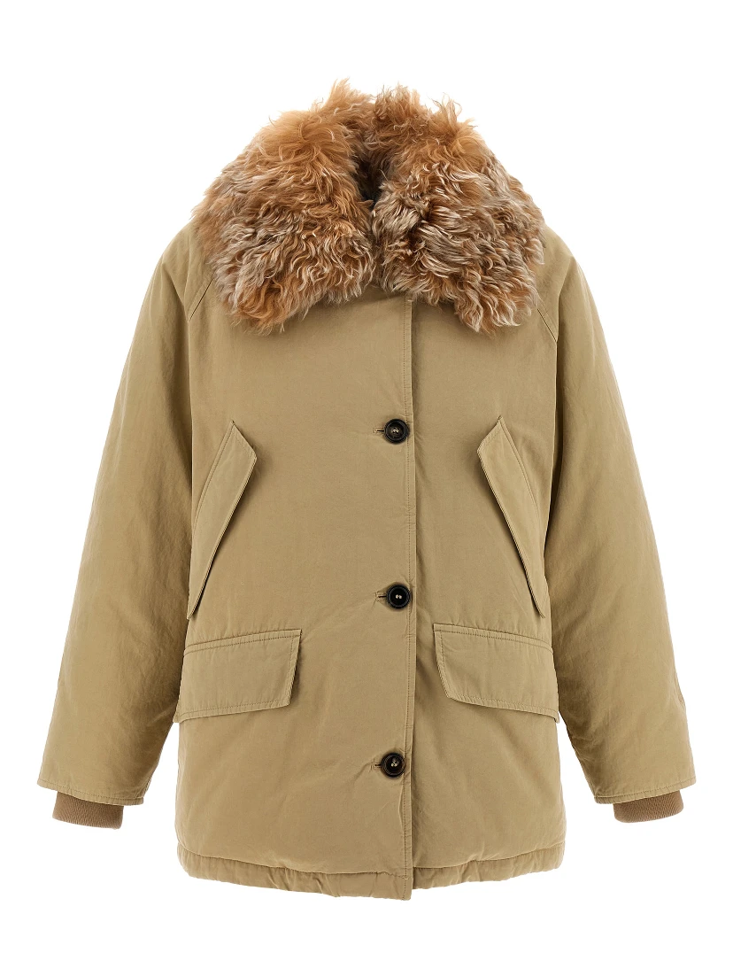Beige Cotton Full-Length Jacket
