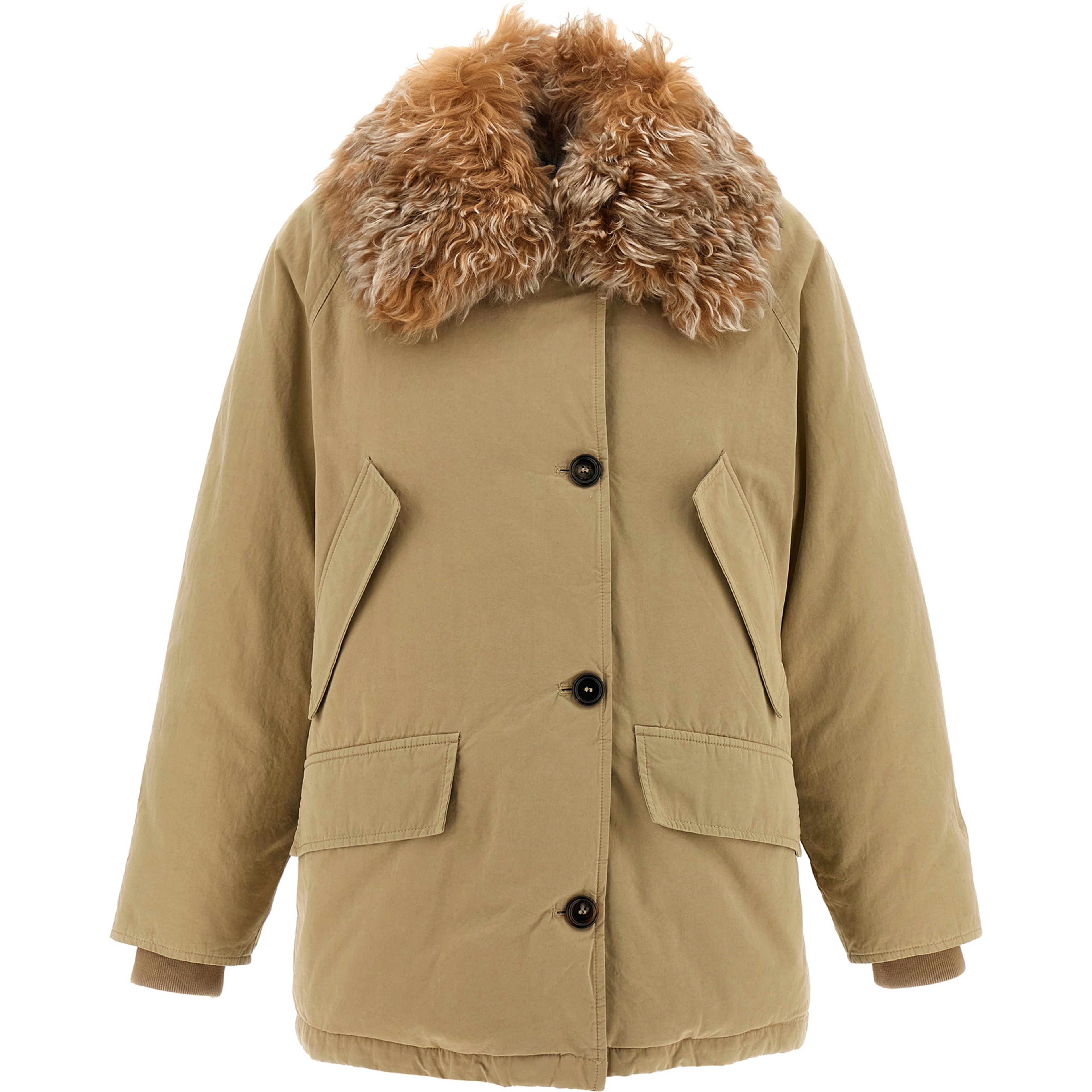 Beige Cotton Full-Length Jacket