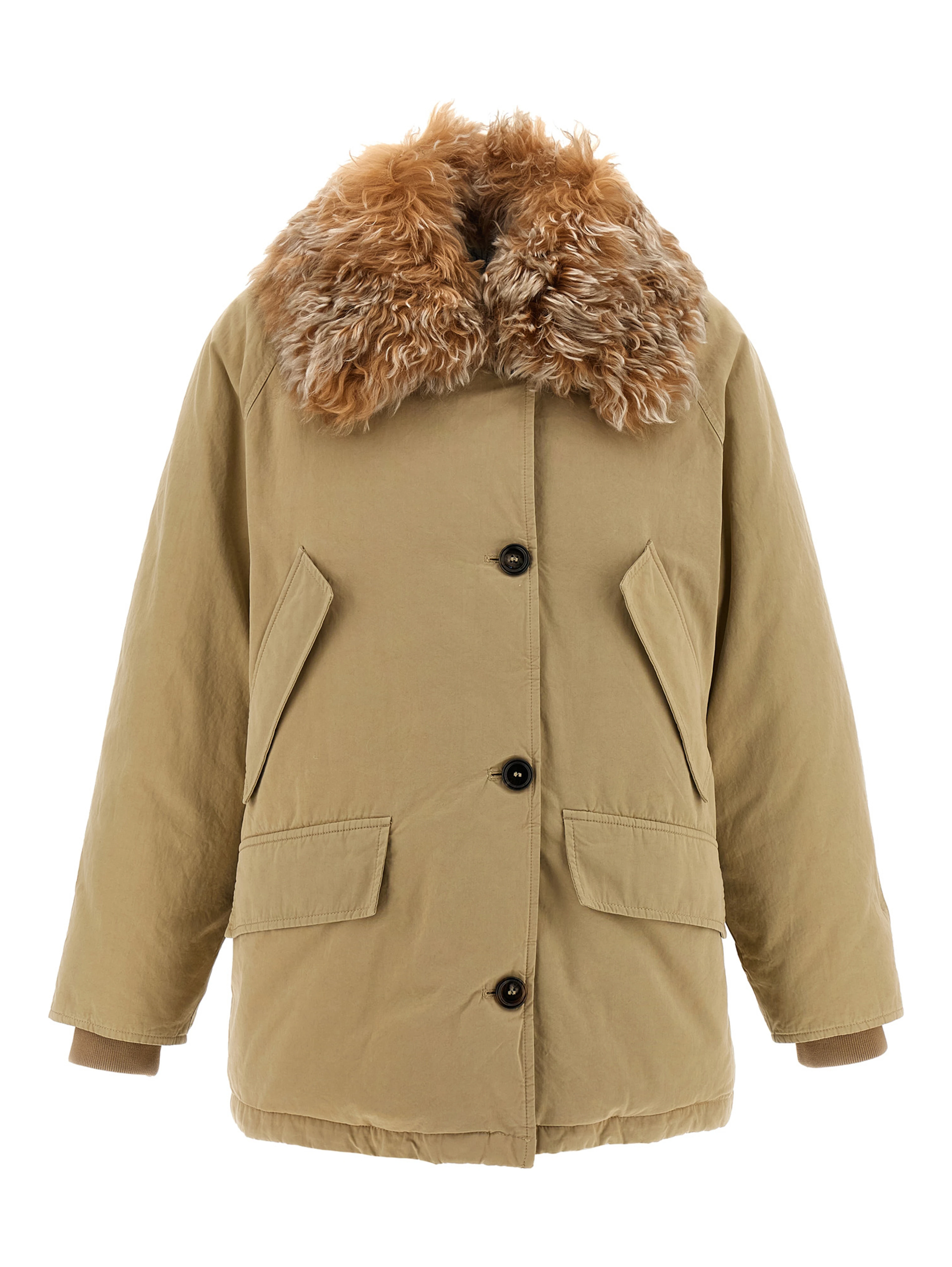Beige Cotton Full-Length Jacket