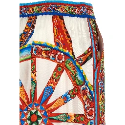 Multicolor Silk Casual Pants