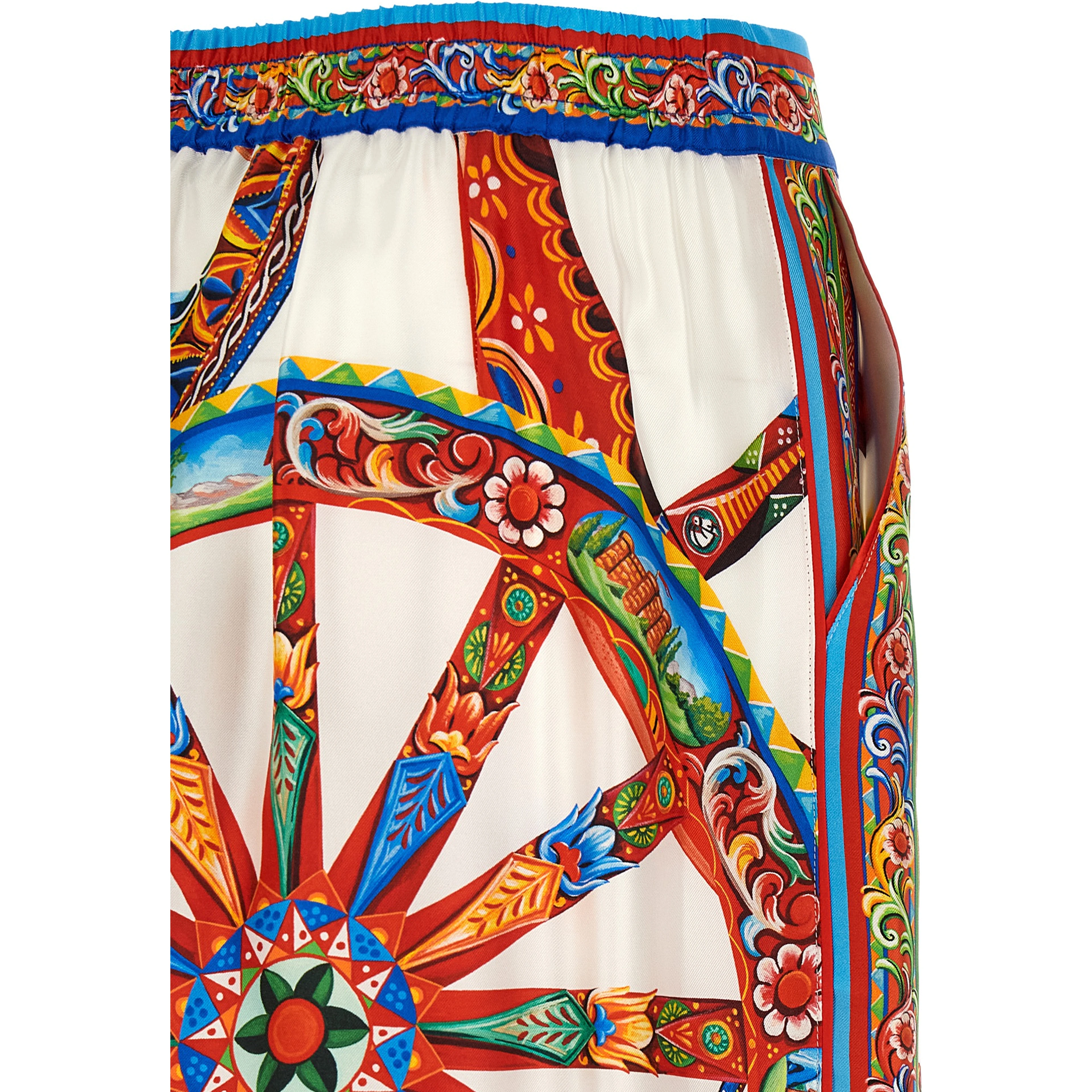Multicolor Silk Casual Pants