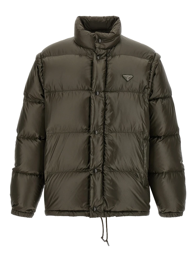 Gray Recycled Polyamide Full-Length Jacket