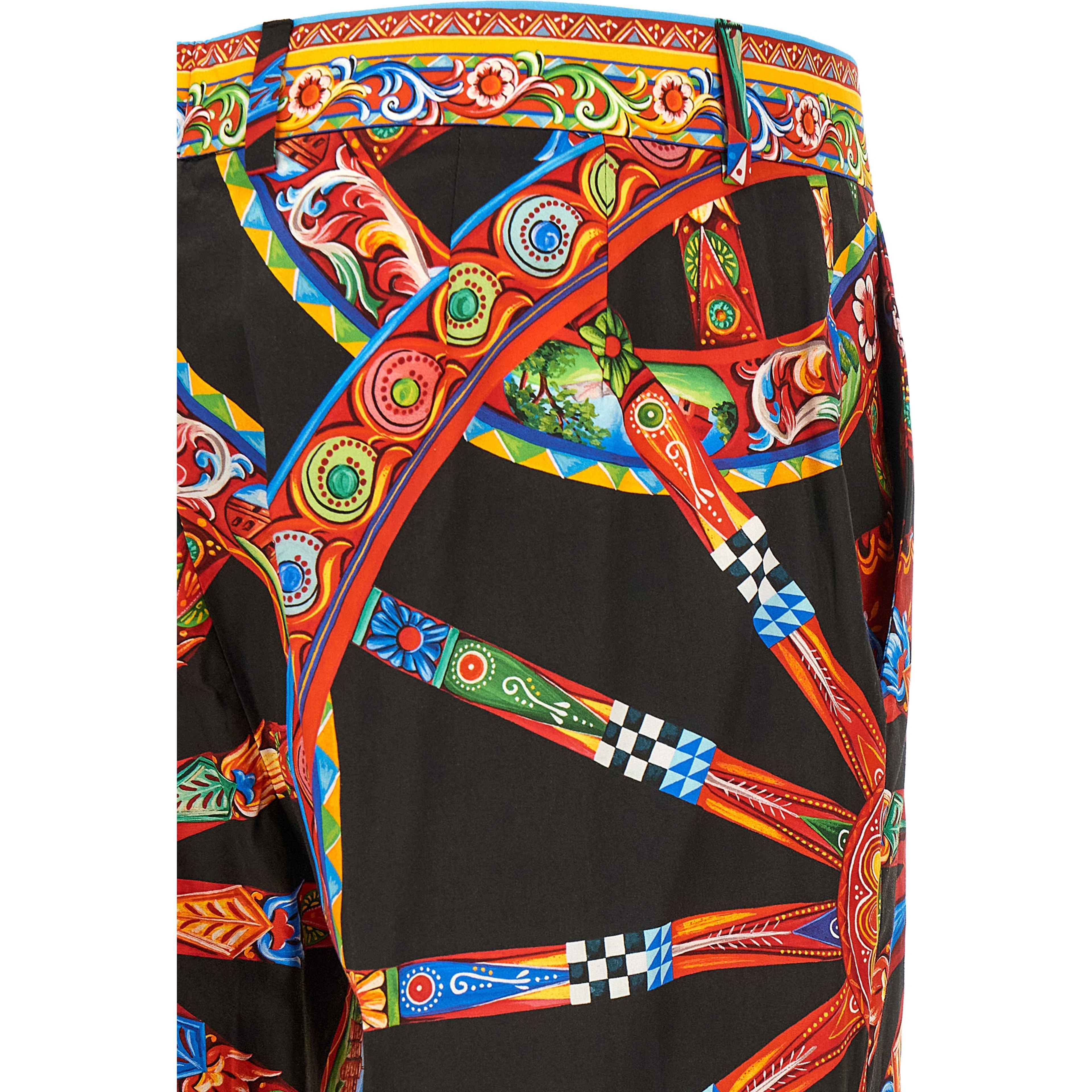 Multicolor Cotton Casual Pants